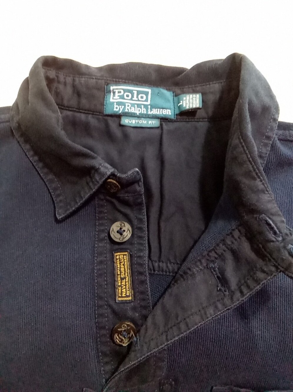 Ralph Lauren Navy Shirt Jacket with Red & Light Blue Flag Patch - Picture 12 of 14